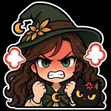 Nightwillow witch and black cat character emote, expression 4