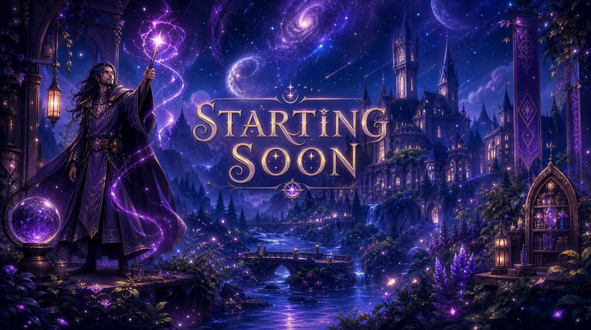 Animated Overlay Pack — Starting Soon scene generated by AlertForge (TheWizard theme)