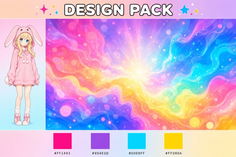 anime bunny BRB — stream overlay design sheet generated with AlertForge