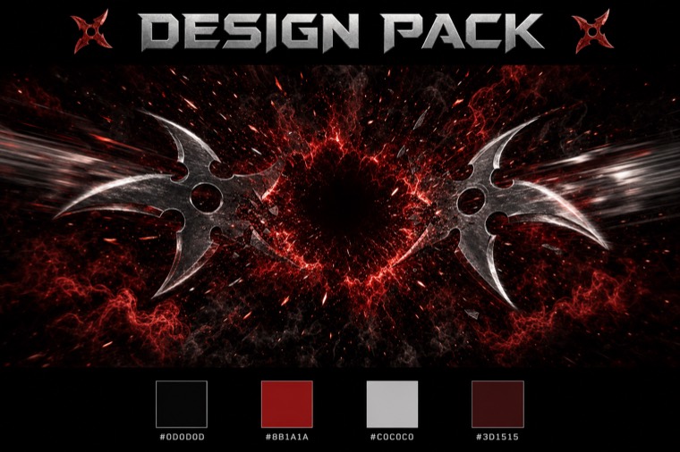 cinematic shuriken — stream overlay design sheet generated with AlertForge