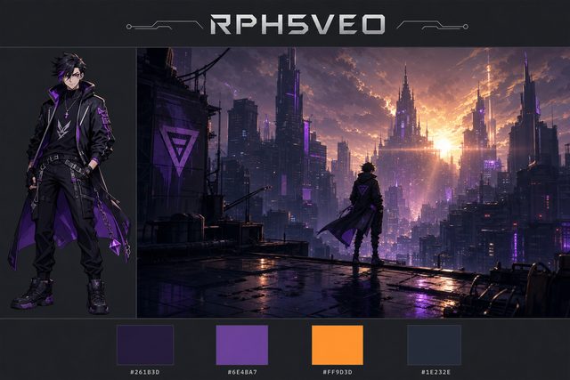 cyberpunk city, violet — stream overlay style sheet generated with AlertForge