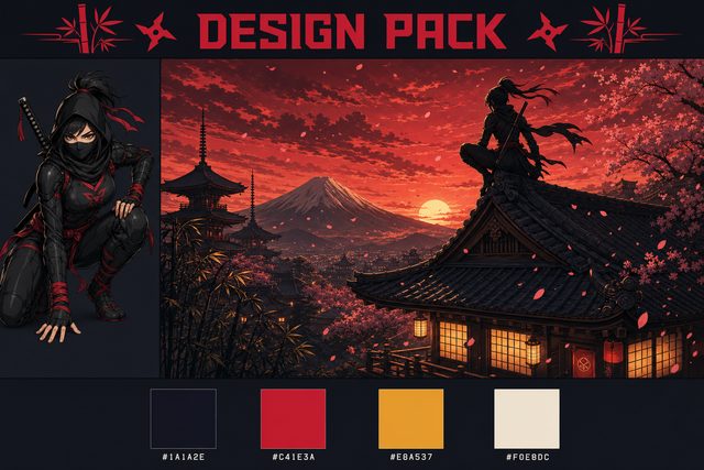 crimson ninja, Mt. Fuji — stream overlay style sheet generated with AlertForge
