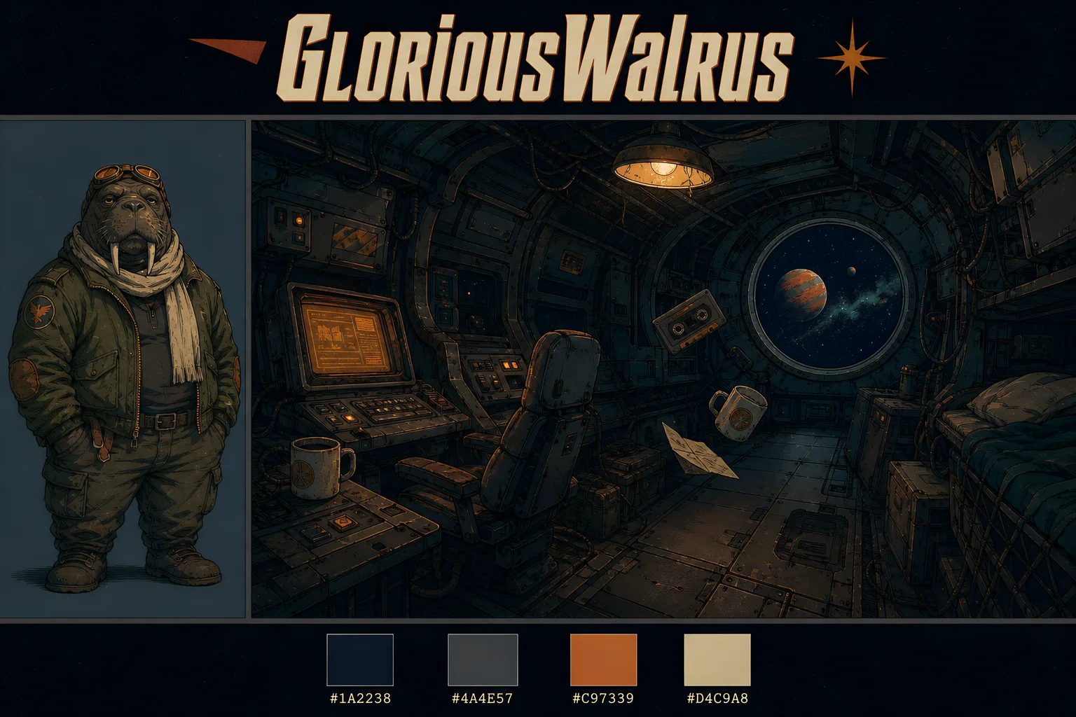 Glorious Walrus space den - sample generated with AlertForge