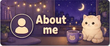 About me Twitch panel from the pack — lofi cat theme